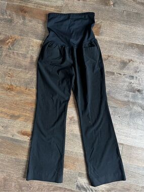 GAP Black Wide-Leg Maternity Pants with Fold-Over Waist